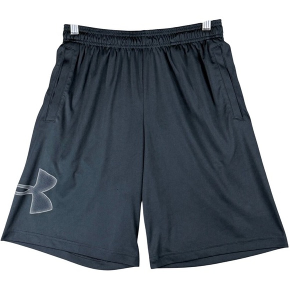 Under Armour Men's M Black Athletic Shorts Loose Fit Pockets Logo‎ 10in Inseam